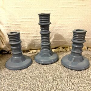 Magnolia Dusty Blue Tapered Candle Holders 🕯️